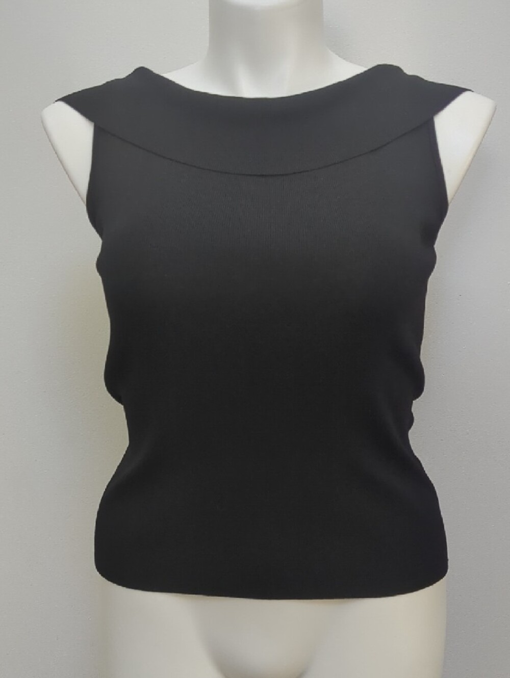 Vintage J.A.C. Black Sleeveless Knit Shell Top Minimalist Career Chic size L